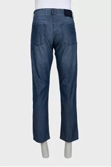 Men's dark blue straight-leg jeans