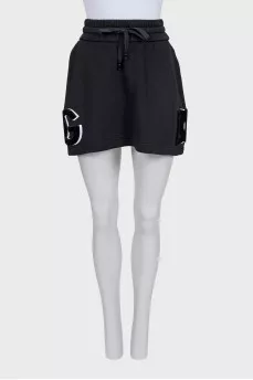 Black skirt with branded patches