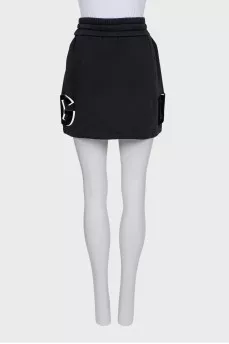 Black skirt with branded patches