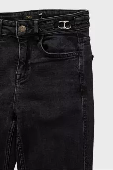 Black high-waisted flared jeans