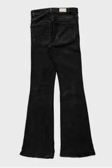 Black high-waisted flared jeans