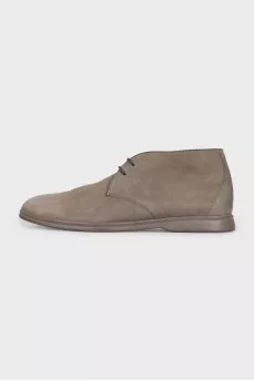 Men's grey leather ankle boots