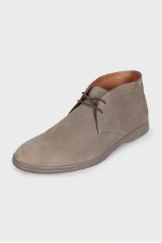 Men's grey leather ankle boots
