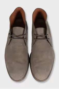 Men's grey leather ankle boots