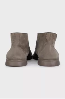 Men's grey leather ankle boots