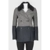 Gray wool buttons, sheepskin collar coat