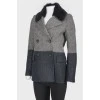 Gray wool buttons, sheepskin collar coat