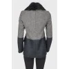 Gray wool buttons, sheepskin collar coat