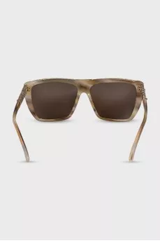 Rectangular sunglasses with leather inserts