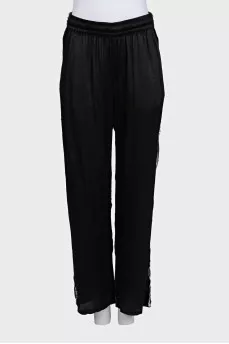 Combination trousers with raw edges
