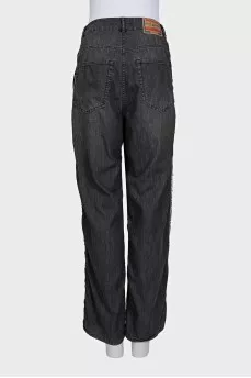 Combination trousers with raw edges