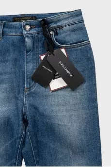 Blue skinny fit jeans with a distressed effect