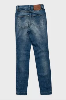 Blue skinny fit jeans with a distressed effect