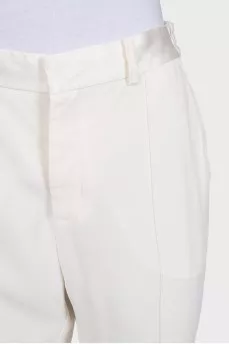 White tapered trousers with elastic waistband