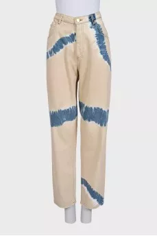 Beige printed jeans