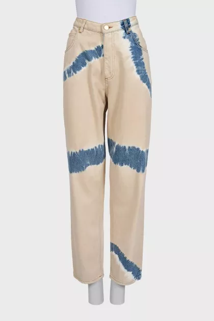 Beige printed jeans