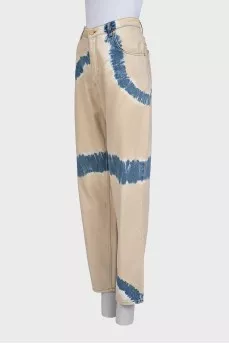 Beige printed jeans