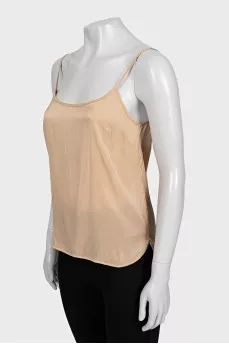 Beige straight-cut T-shirt