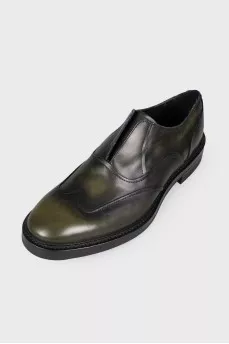 Men's khaki leather shoes