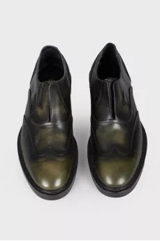 Men's khaki leather shoes