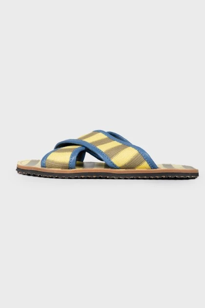 Men's striped sliders