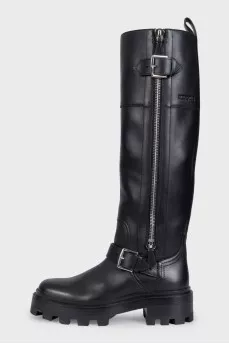 Jaime black leather boots