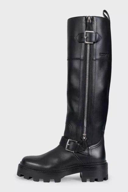 Jaime black leather boots