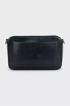Men's black leather bag with a 3D embossed logo