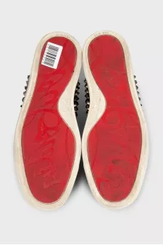 High-top leather sneakers with studs