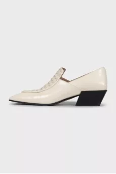 White leather shoes with signature weave
