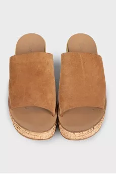 Suede flip-flops with high soles