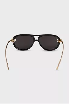 Black aviator sunglasses with gold frames