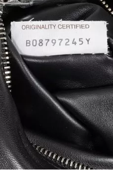 Black leather bag with weaving