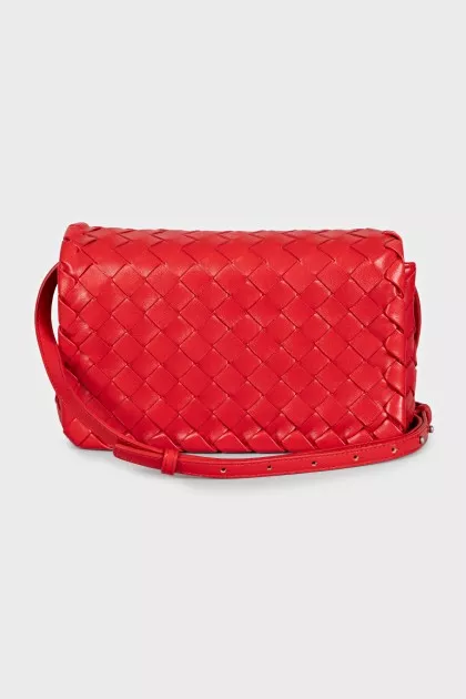 Red bag with leather weave