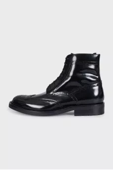 Men's perforated leather lace-up boots