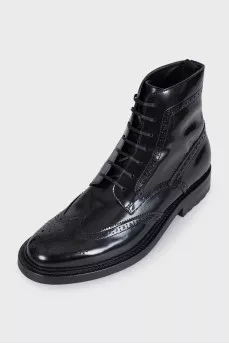 Men's perforated leather lace-up boots