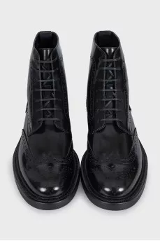 Men's perforated leather lace-up boots