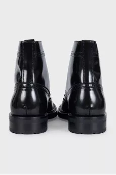 Men's perforated leather lace-up boots