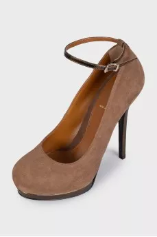 Brown suede stiletto heels