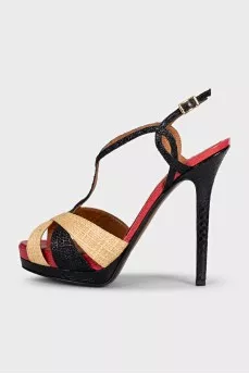 Raffia heeled sandals
