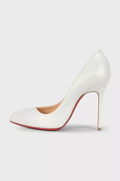Mother-of-pearl leather pumps
