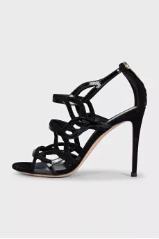 Suede stiletto sandals with a zipper
