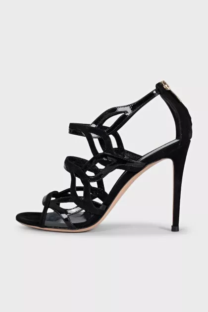 Suede stiletto sandals with a zipper