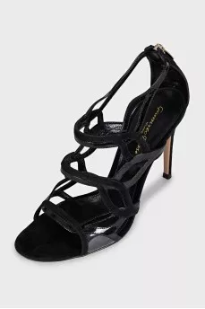 Suede stiletto sandals with a zipper