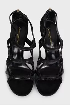 Suede stiletto sandals with a zipper