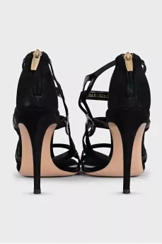 Suede stiletto sandals with a zipper