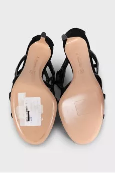 Suede stiletto sandals with a zipper