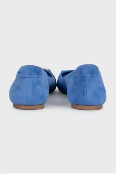 Blue suede ballet flats