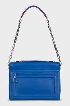 Blue leather bag with colored trim