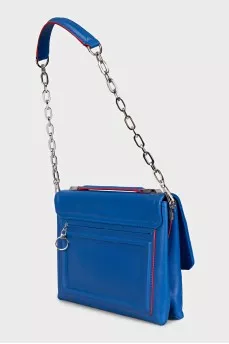 Blue leather bag with colored trim